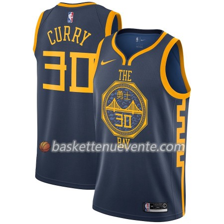 Maillot Basket Golden State Warriors Stephen Curry 30 2018-19 Nike City Edition Navy Swingman - Homme